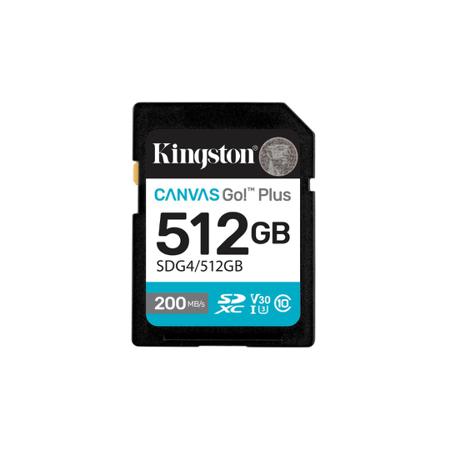 SDG4-512GB Kingston 512 GB SDXC SD Card, Class 10, U3, UHS-I, V30