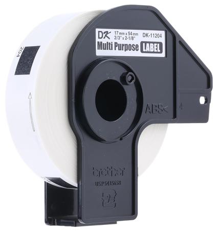 DK 11204 Brother White Black Print Label Roll, 54mm Width, 17mm Height, 400Per Roll Qty