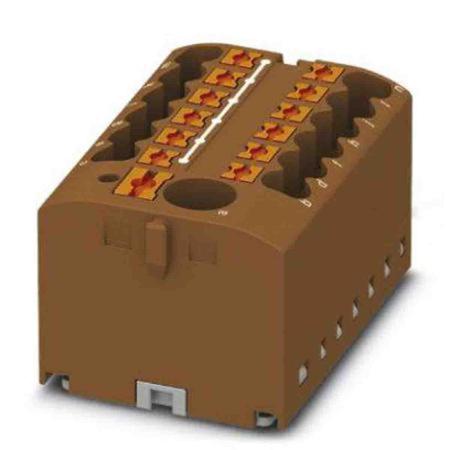 3273362 Phoenix Contact Distribution Block, 13 Way, 4mm², 24A, 450 V, Brown