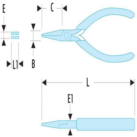 402 Facom Pliers Round Nose Pliers, 160 mm Overall Length