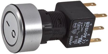 A1PCA1X250K403 DP Maintained Push Button Switch, Panel Mount Blue LED, I / O