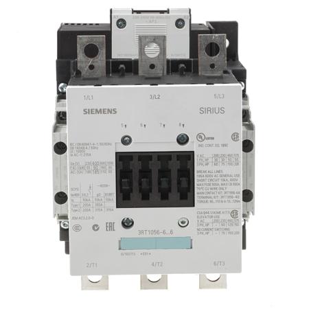 3RT1056-6AP36 Siemens SIRIUS 3RT Size S6, 3RT1 Contactor, 230 V ac Coil, 3-Pole, 185 A, 90 kW, 3NO, 400 V ac