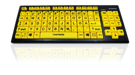 KYB-MON2VIS-UCGR Ceratech  Wired USB Vision Impairment Keyboard, QWERTZ (German), Yellow