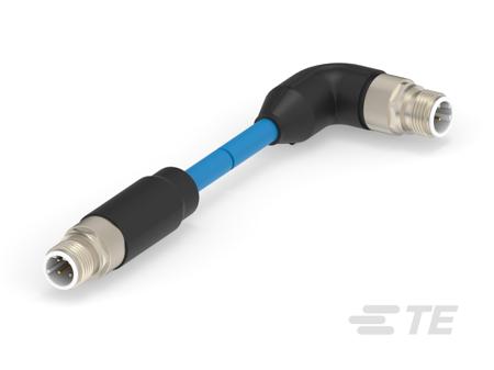 1-2322422-5 TE Connectivity Straight Male M12 to Right Angle Male D-Sub Cable assembly, 8m
