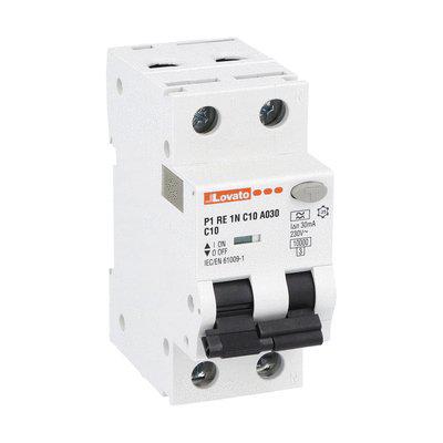 P1RE1NC10A030 Lovato RCBO, 10A Current Rating, 1P + N Poles, 30mA Trip Sensitivity, Type A, P1RE1NC Range