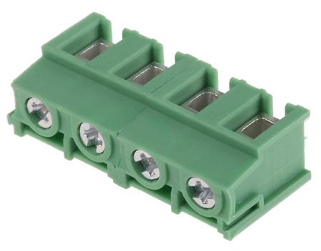 1988121 Phoenix Contact PT 2.5/ 4-7.5-H Series PCB Terminal Block, 4-Contact, 7.5mm Pitch, Through Hole Mount, Screw Termination