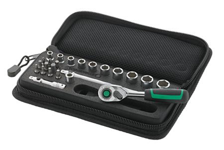 96010127 STAHLWILLE 24-Piece Metric 1/4 in Standard Socket/Bit Set with Ratchet, 6 point; Hex Bit; Phillips Bit; Torx Bit