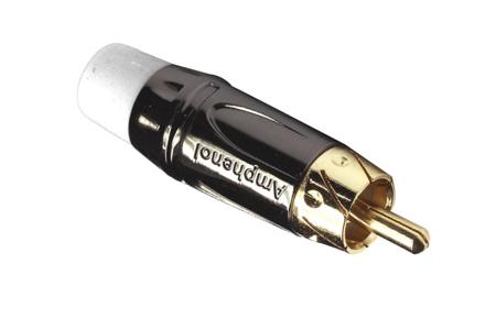 ACPL-CWH Amphenol Industrial Black Chrome Cable Mount RCA Plug, Gold, 10A
