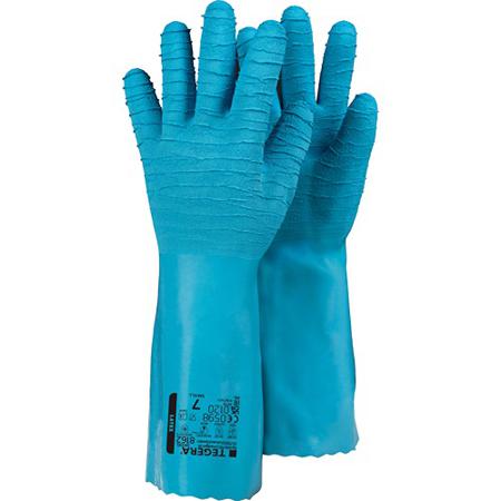 8162-9 Tegera TEGERA Blue Latex Chemical Resistant Work Gloves, Size 9