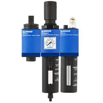 ATU-VB2585101 PREVOST G 1/4 Female Filter Regulator Lubricator, Manual Drain, 25μm Filtration Size