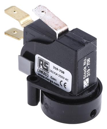 319-708 RS PRO 6871 Series Momentary Air Switch, 250mm Fly Lead, Surface Mounted