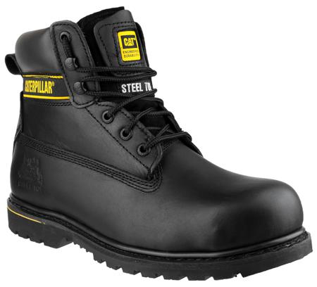 P708026 CAT Holton Black Steel Toe Capped Men's Safety Boots, UK 9, EU 43