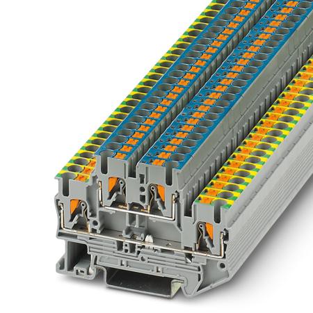 3210981 Phoenix Contact  PTTB 2.5-PE/N Series Grey, 2.5mm², Double-Level, Push In Termination