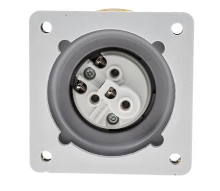 248-1690 Scame IP67 Yellow Panel Mount 2P+E Industrial Power Plug, Rated At 16.0A, 110.0 V