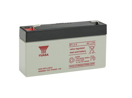 NP1.2-6RS Yuasa 6V Faston 4.8mm Sealed Lead Acid Battery, 1.2Ah