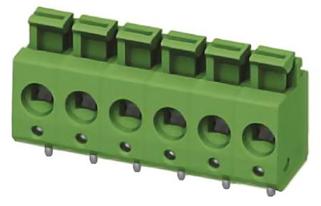 1792902 Phoenix Contact PTS 1.5/6-5.0-H Series PCB Terminal Block, 6-Contact, 5mm Pitch, Through Hole Mount, 1-Row, Spring Cage