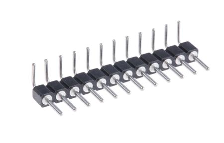 800-80-012-20-001101 Preci-Dip 800 Series Right Angle Through Hole Pin Header, 12 Contact(s), 2.54 mm Pitch, 1 Row, Unshrouded