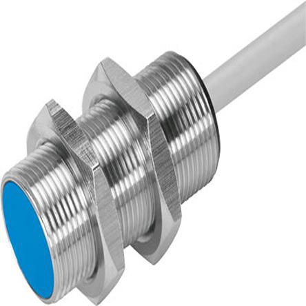 SIEN-M18B-PS-K-L Festo Inductive Threaded Barrel Proximity Sensor, M18, 5 mm Detection, PNP NO, 10 → 30 V dc