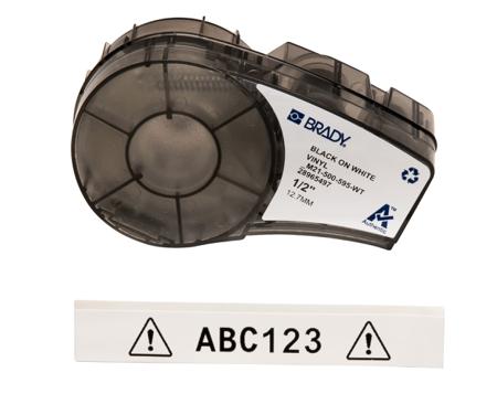 M21-500-595-WT Brady B-595 Black on Black on White Label Printer Tape, 6.4 m Length, 12.70 mm Width