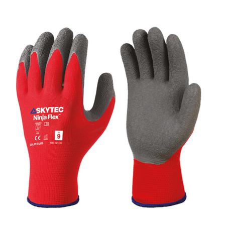 SKY192 Skytec Ninja Flex Grey, Red Nylon Abrasion Resistant, Dry Environment, Good Dexterity, Tear Resistant Work Gloves, Size