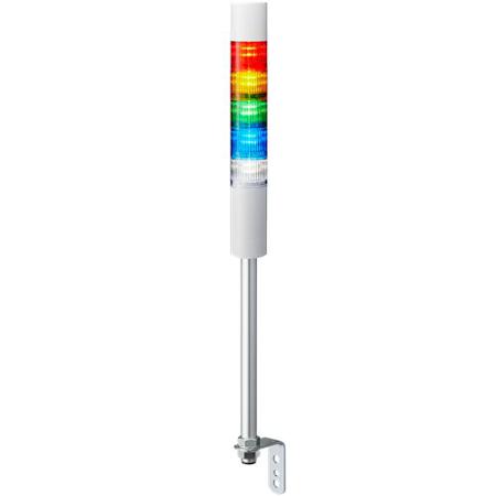 LR5-502LEBW-RYGBC Patlite LR5 Series Amber, Blue, Green, Red, White Buzzer Signal Tower, 5 Lights, 24 V dc, Pole Mount