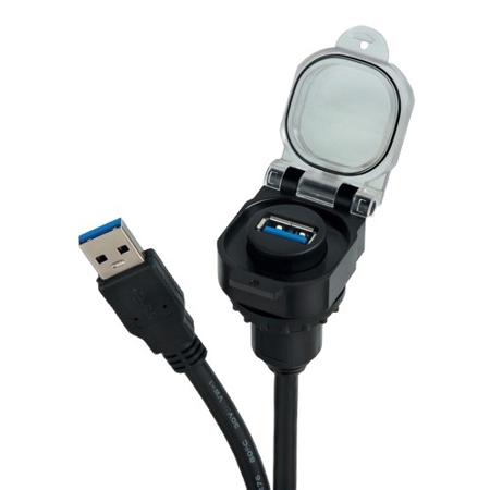 143-820 RS PRO Straight, Front Mount, Socket, Plug Type USB A USB 3.0 IP20, IP65, IP67, IP68, IP69 USB Connector