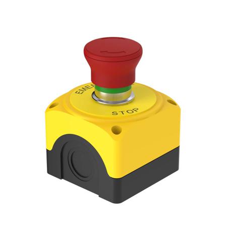 SSA-EBM-11E Banner SSA-EBM Series Push Emergency Stop Emergency Stop Push Button, Panel Mount, 22mm Cutout, 1NO, SPST, IP65