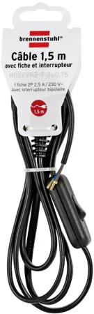 1161811 brennenstuhl Straight Type C Euro Plug to Unterminated Power Cable Assembly, 1.5m