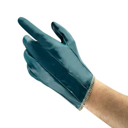 32105100 Ansell Hynit 32-105 Blue Cotton Oil Grip, Oil Repellent Gloves, Size 10, Nitrile Coating
