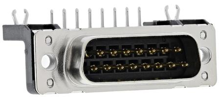 09652627811 HARTING 15 Way Right Angle Through Hole D-sub Connector Plug, 2.74mm Pitch, with Boardlocks, M3 Threaded Inserts