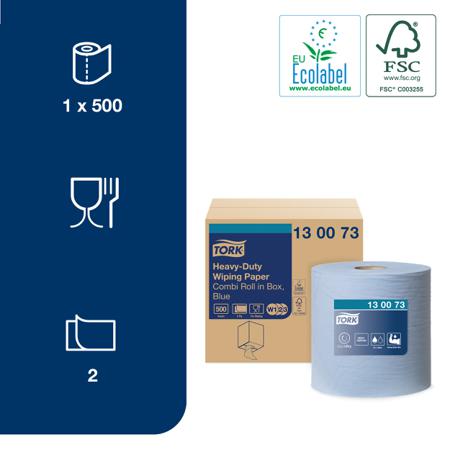 130073 Tork Centrefeed of 1 Blue Tork Heavy-Duty Wiping Paper Paper Wipes