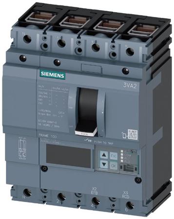 3VA2010-5KQ46-0AA0 Siemens, SENTRON MCCB 4P 100A, Breaking Capacity 55 kA, Fixed Mount