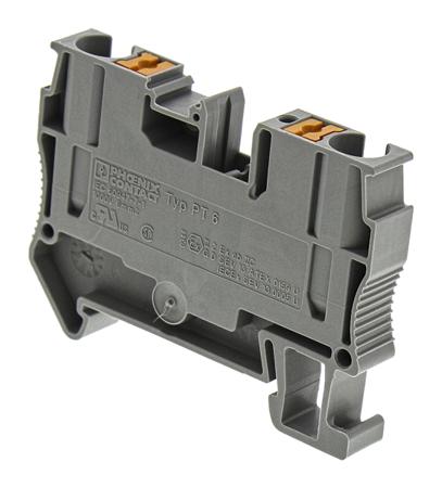 3211813 Phoenix Contact  PT 6 Series Grey, 10mm², Single-Level, Push In Termination