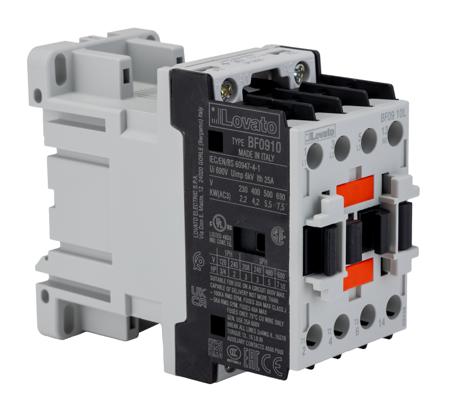 BF0910L024 Lovato 3 Pole Contactor - 9 A, 24 V dc Coil, 1NO, 7.5 kW