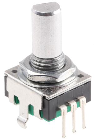 PEC11R-4015F-N0024 Bourns 24 Pulse Incremental Mechanical Rotary Encoder with a 6 mm Flat Shaft, Through Hole