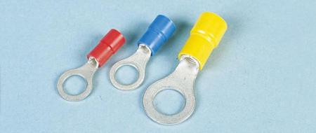 FVWS2-4 JST FV Series Crimp Ring Terminal, 4mm Stud Size, 1mm² to 2.6mm², 16AWG to 14AWG, Blue