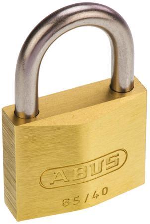 XR0065IB40KA7 ABUS Key Weatherproof Brass, Stainless Steel Weatherproof Padlock, Keyed Alike, 6.5mm Shackle, 40mm Body