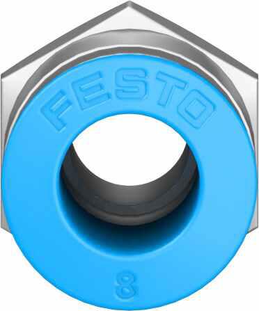 QS-1-8-8 Festo Pneumatic Straight Threaded-to-Tube Adapter, R 1/8 Male, Push In 8 mm Push In 8 mm