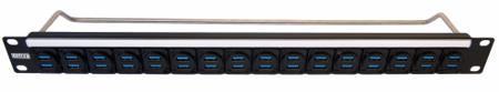 360-707 USB 16 Port Port Rack Patch Panel Patch Panel, 1U Rack Height