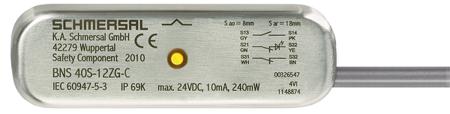 BNS40S-12ZG-C BNS40S Magnetic Safety Switch, Magnetic Actuator, Stainless Steel, 100 V ac/dc