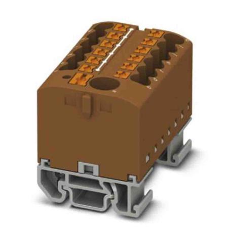 3274198 Phoenix Contact Distribution Block, 13 Way, 4mm², 24A, 690 V, Brown