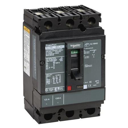 NHJL36125 Schneider Electric, PowerPact MCCB 3P 125A, Breaking Capacity 18 kA, DIN Rail Mount