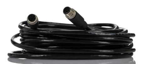 250-0731 RS PRO Straight Male M12 to Straight Male M12 Cable Assembly, 10m