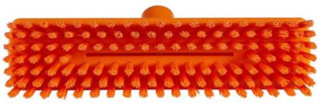 70417 Vikan Very Hard Bristle Orange Deck Brush, 24mm bristle length, Polyester, Polypropylene, Stainless Steel bristle