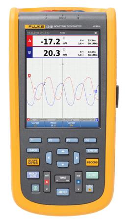 FLUKE-124B/UK Fluke 124B ScopeMeter 120B Series, 40MHz Handheld Oscilloscope, 2 Analogue Channels - UKAS Calibrated