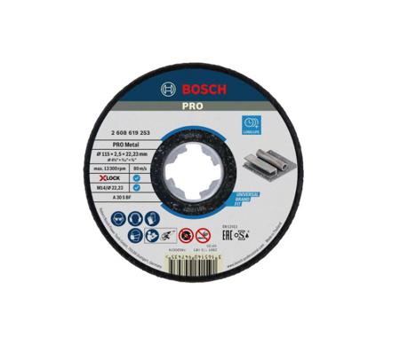 2608619253 Bosch XLOCK Aluminium Oxide Cutting Disc, 115mm x 2.5mm Thick, 120μm Grit