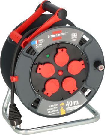 9231401100 brennenstuhl 40m 5 Socket Type E - French Cable Reel Open Reel, 230 V, IP44