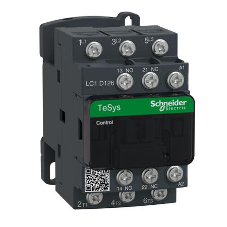 LC1D126G7 Schneider Electric LC1D Contactor, 110 V ac Coil, 3-Pole, 25 A, 7.5 kW 120 V, 3 NO, 300 V dc, 690V ac