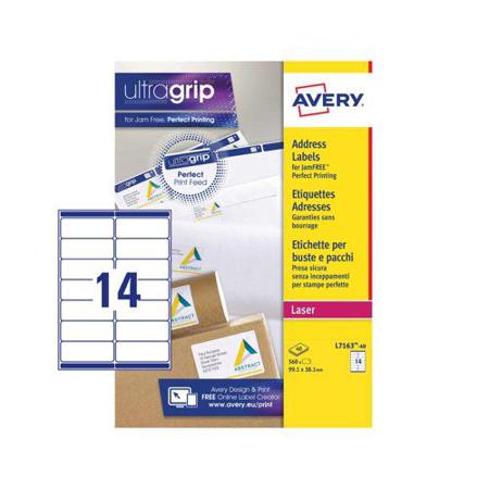 L7163-40 Avery White Adhesive High Visibility Label Sheet, Pack of 40Sheets