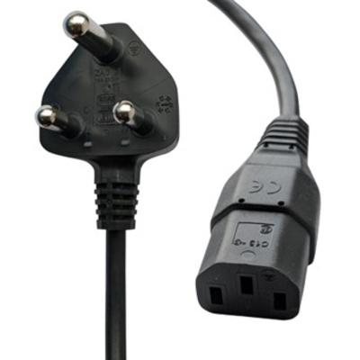 558-959 RS PRO Straight IEC C13 Socket to Straight Type M South African Power Cord, 1.9m